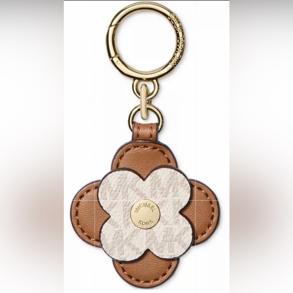 NIB! Michael Kors Brown and Cream Floral Keychain - Picture 3 of 6